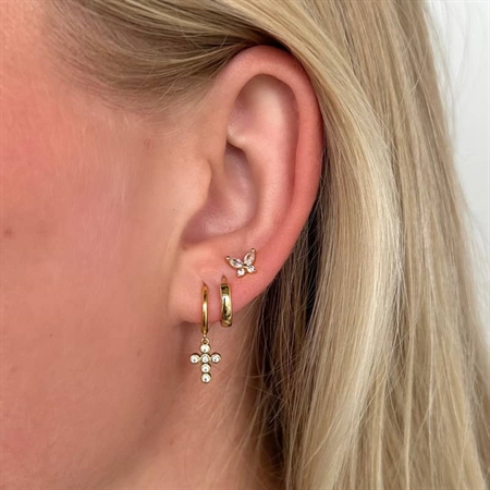 MerlePerle - Ohrring aus vergoldete silber mit Schmetterling und Zirkonia